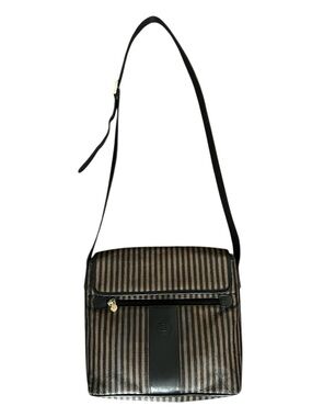 Fendi Black and Brown Striped Crossbody Bag